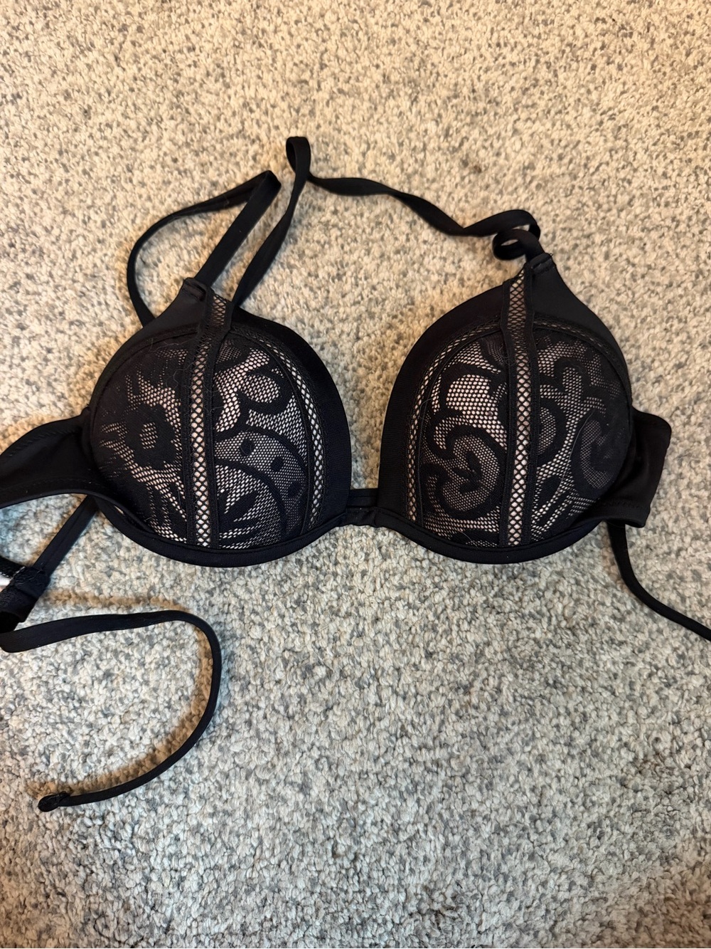 Shade & Shore Black Lace Push-Up Bikini Top  - Women Swimsuits